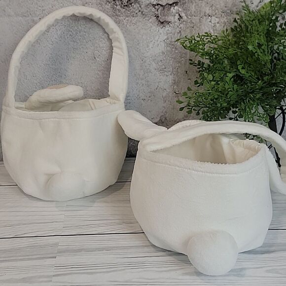 Adorable Bunny Ears Kids Plush Easter Baskets By Children's Place - Cream - Picture 4 of 11